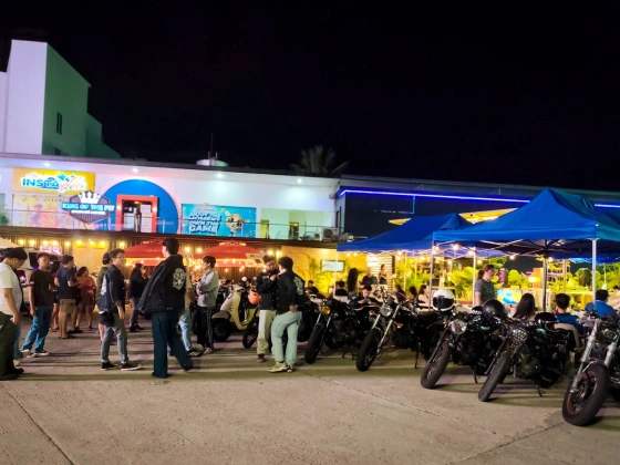 RBL members and motorcycles gathered for nighttime Tambike