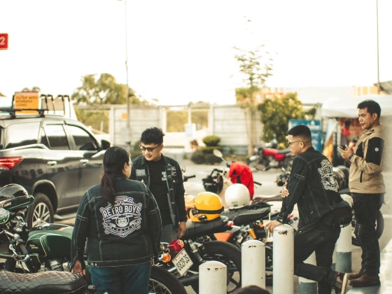 RBL members gathering beside their motorcycles
